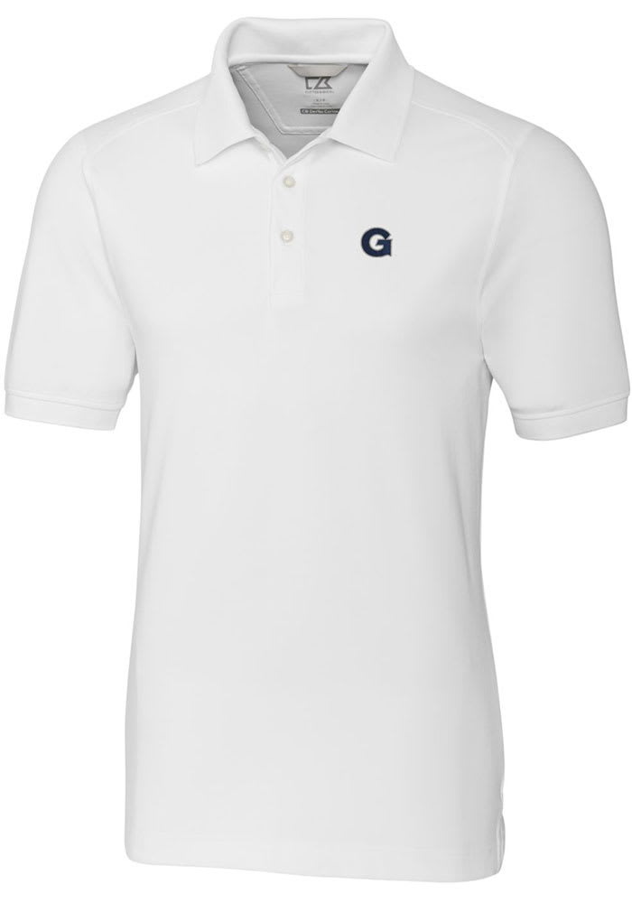 Cutter and Buck Georgetown Hoyas Mens White Advantage Short Sleeve Polo