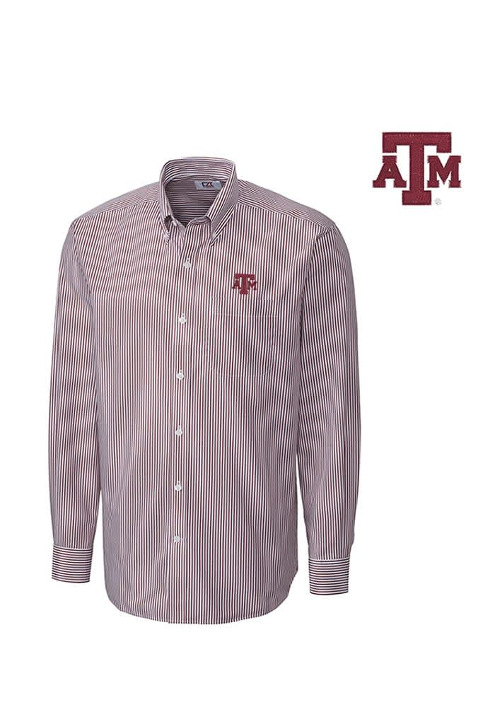 Texas A&M Aggies Cutter and Buck Maroon Mini Bengal Long Sleeve Dress Shirt