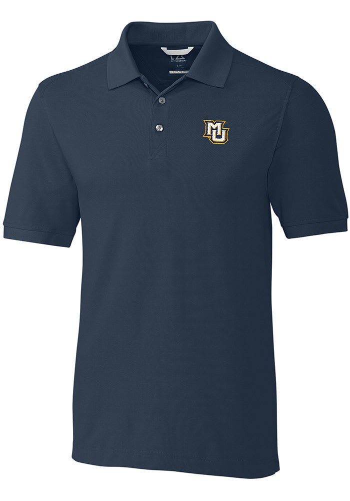 Cutter and Buck Marquette Golden Eagles Mens Navy Blue Advantage Short Sleeve Polo