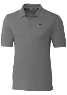 Cutter and Buck Purdue Boilermakers Mens Grey Advantage Short Sleeve Polo