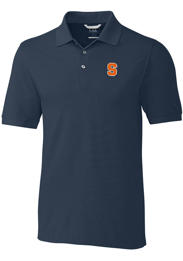 Cutter and Buck Syracuse Orange Mens Navy Blue Advantage Short Sleeve Polo