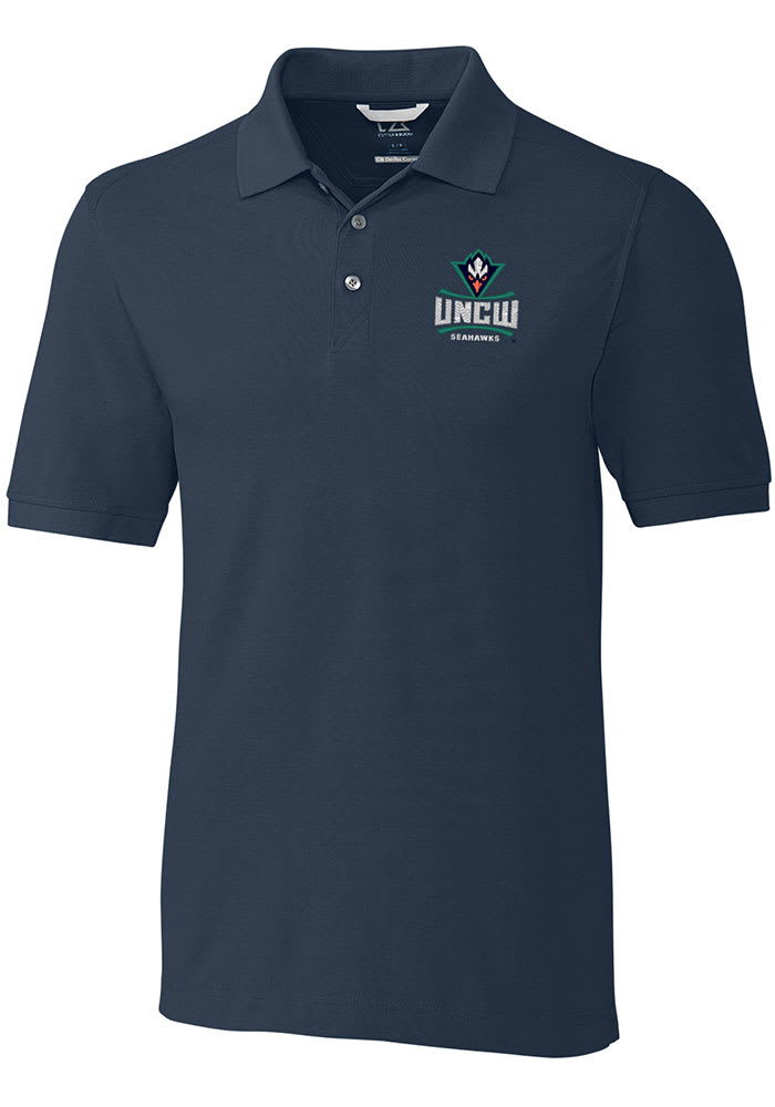 Cutter and Buck UNCW Seahawks Mens Navy Blue Advantage Short Sleeve Polo