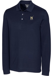 Cutter and Buck Navy Mens Navy Blue Advantage Pique Long Sleeve Polo Shirt