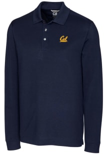 Cutter and Buck Cal Golden Bears Mens Navy Blue Advantage Pique Long Sleeve Polo Shirt