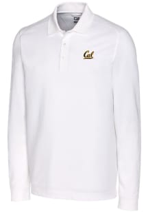 Cutter and Buck Cal Golden Bears Mens White Advantage Pique Long Sleeve Polo Shirt