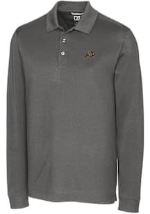 Cutter and Buck Colorado Buffaloes Mens Grey Advantage Pique Long Sleeve Polo Shirt