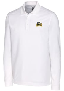 Mens Drexel Dragons White Cutter and Buck Advantage Pique Long Sleeve Polo Shirt