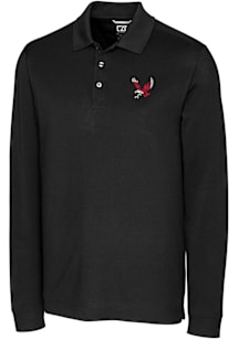 Cutter and Buck Eastern Washington Eagles Mens Black Advantage Pique Long Sleeve Polo Shirt