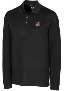 Cutter and Buck Georgia Bulldogs Mens Black Advantage Pique Long Sleeve Polo Shirt