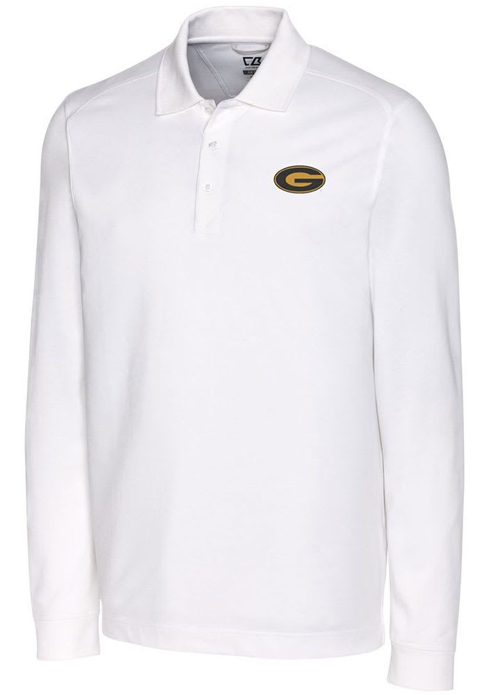 Cutter and Buck Grambling State Tigers Mens White Advantage Pique Long Sleeve Polo Shirt