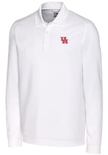 Cutter and Buck Houston Cougars Mens White Advantage Pique Long Sleeve Polo Shirt