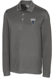 Cutter and Buck Howard Bison Mens Grey Advantage Pique Long Sleeve Polo Shirt