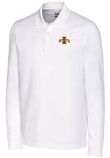 Cutter and Buck Iowa State Cyclones Mens White Advantage Pique Long Sleeve Polo Shirt