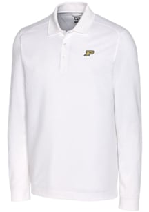 Cutter and Buck Purdue Boilermakers Mens White Advantage Pique Long Sleeve Polo Shirt