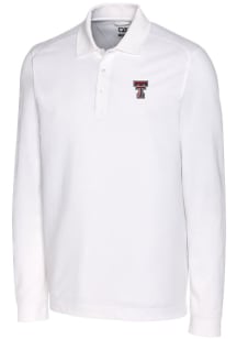 Cutter and Buck Texas Tech Red Raiders Mens White Advantage Pique Long Sleeve Polo Shirt