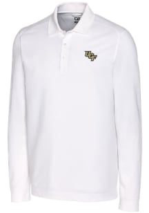 Cutter and Buck UCF Knights Mens White Advantage Pique Long Sleeve Polo Shirt