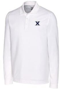 Cutter and Buck Xavier Musketeers Mens White Advantage Pique Long Sleeve Polo Shirt