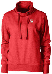 Cutter and Buck Houston Cougars Womens Red Saturday Mock Hooded Sweatshirt