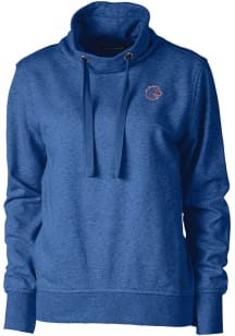 Cutter and Buck Boise State Broncos Womens Blue Saturday Mock Hooded Sweatshirt