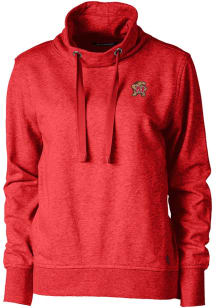 Cutter and Buck Maryland Terrapins Womens Red Saturday Mock Hooded Sweatshirt