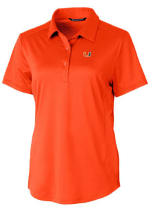 Cutter and Buck Miami Hurricanes Womens Orange Prospect Textured Short Sleeve Polo Shirt