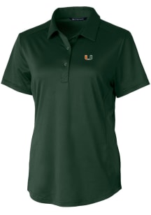 Cutter and Buck Miami Hurricanes Womens Green Prospect Textured Short Sleeve Polo Shirt