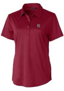 Cutter and Buck South Carolina Gamecocks Womens Red Prospect Textured Short Sleeve Polo Shirt