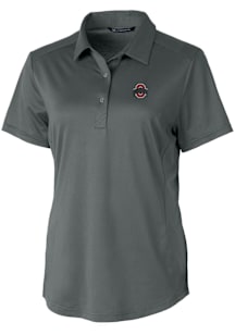 Cutter and Buck Ohio State Buckeyes Womens Grey Prospect Textured Short Sleeve Polo Shirt