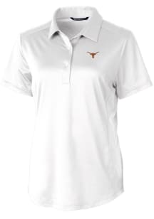 Cutter and Buck Texas Longhorns Womens White Prospect Textured Short Sleeve Polo Shirt