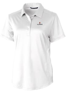 Cutter and Buck Illinois Fighting Illini Womens White Prospect Textured Short Sleeve Polo Shirt