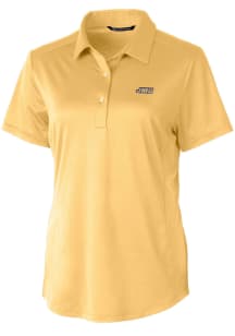 Cutter and Buck James Madison Dukes Womens Yellow Prospect Textured Short Sleeve Polo Shirt
