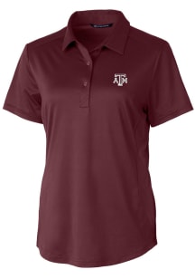 Cutter and Buck Texas A&amp;M Aggies Womens Red Prospect Textured Short Sleeve Polo Shirt