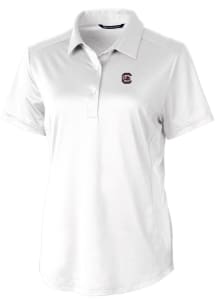 Cutter and Buck South Carolina Gamecocks Womens White Prospect Textured Short Sleeve Polo Shirt