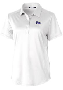 Cutter and Buck Pitt Panthers Womens White Prospect Textured Short Sleeve Polo Shirt
