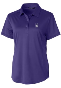 Cutter and Buck Northwestern Wildcats Womens Purple Prospect Textured Short Sleeve Polo Shirt