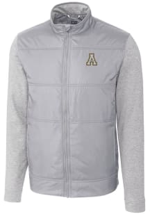Cutter and Buck Appalachian State Mountaineers Mens Grey Stealth Hybrid Quilted Medium Weight Ja..