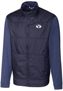 Cutter and Buck BYU Cougars Mens Navy Blue Stealth Hybrid Quilted Medium Weight Jacket
