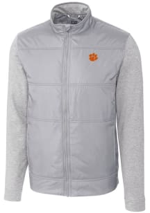 Cutter and Buck Clemson Tigers Mens Grey Stealth Hybrid Quilted Medium Weight Jacket