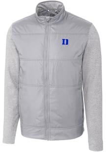 Cutter and Buck Duke Blue Devils Mens Grey Stealth Hybrid Quilted Medium Weight Jacket