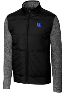 Cutter and Buck Duke Blue Devils Mens Black Stealth Hybrid Quilted Medium Weight Jacket