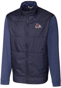 Cutter and Buck Fresno State Bulldogs Mens Navy Blue Stealth Hybrid Quilted Medium Weight Jacket