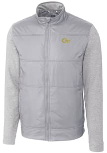 Cutter and Buck GA Tech Yellow Jackets Mens Grey Stealth Hybrid Quilted Medium Weight Jacket