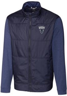 Cutter and Buck Howard Bison Mens Navy Blue Stealth Hybrid Quilted Medium Weight Jacket