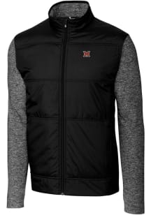 Cutter and Buck Miami RedHawks Mens Black Stealth Hybrid Quilted Medium Weight Jacket