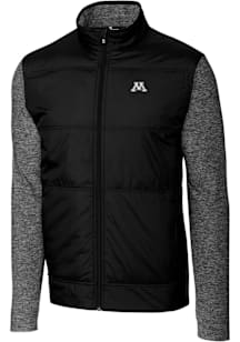 Mens Minnesota Golden Gophers Black Cutter and Buck Stealth Hybrid Quilted Medium Weight Jacket