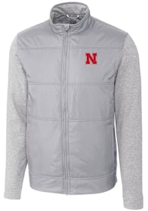 Cutter and Buck Nebraska Cornhuskers Mens Grey Stealth Hybrid Quilted Medium Weight Jacket