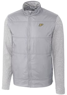 Cutter and Buck Purdue Boilermakers Mens Grey Stealth Hybrid Quilted Medium Weight Jacket