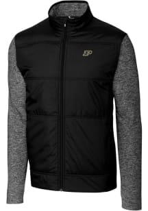 Cutter and Buck Purdue Boilermakers Mens Black Stealth Hybrid Quilted Medium Weight Jacket