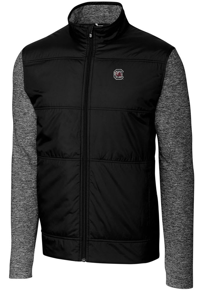 Cutter and Buck South Carolina Gamecocks Mens Black Stealth Hybrid Quilted Long Sleeve Full Zip Jacket