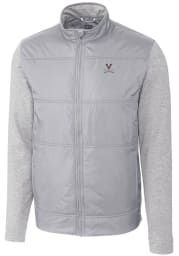 Cutter and Buck Virginia Cavaliers Mens Grey Stealth Hybrid Quilted Long Sleeve Full Zip Jacket